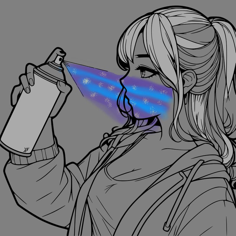 a realistic girl spray, painting