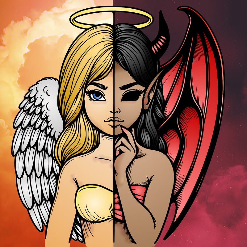 realistic angel half demon