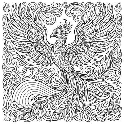 Unleash your creativity with this magnificent Phoenix coloring page, beautifully entwined with symbols of Pride. Perfect for celebrating love, diversity, and the powerful spirit of renewal during Pride Month or any time of year.