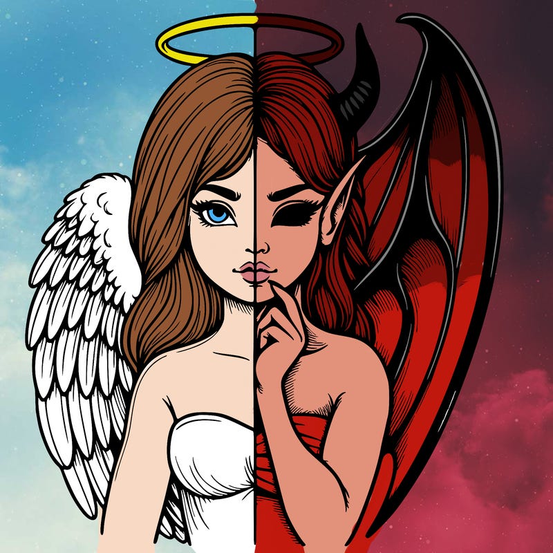 realistic angel half demon