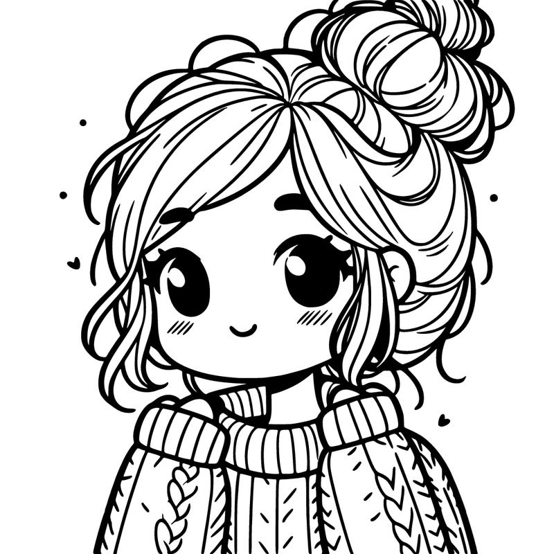 girl with sweater and messy bun