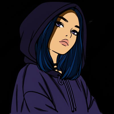 a realistic girl in a hoodie