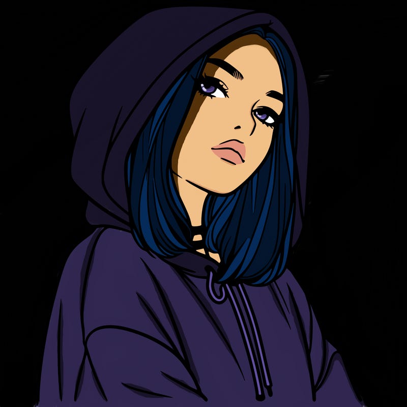 a realistic girl in a hoodie