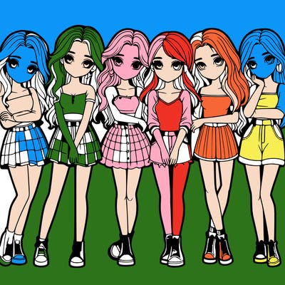 a group of girls realistic