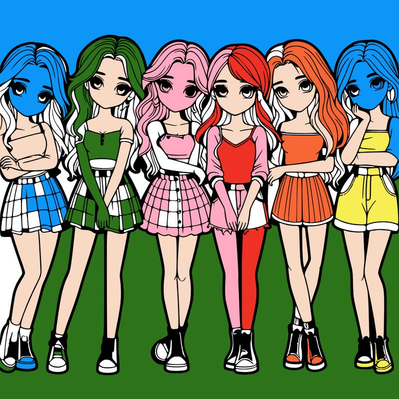 a group of girls realistic