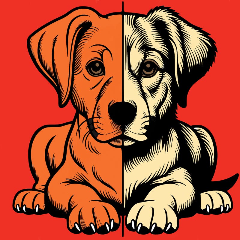 realistic dog split picture