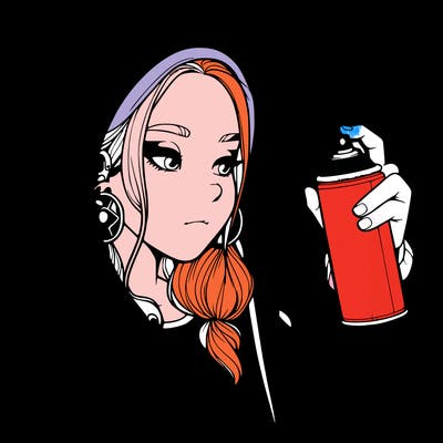 a realistic girl, spray painting