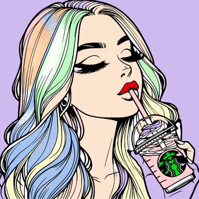 realistic girl drinking starbucks