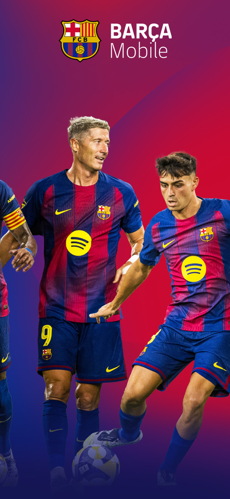 FC Barcelona players featured on the Barca Mobile travel eSIM app screen