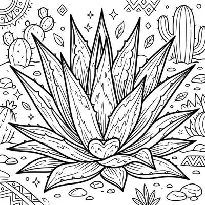 Dive into the vibrant world of desert plants with this captivating Agave Succulent coloring page, perfectly designed for young artists aged 4-8. Kids will love bringing this striking rosette of sword-like leaves and its charming desert surroundings to life with their favorite colors.