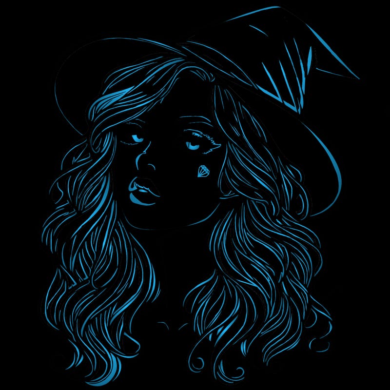 realistic witch girl with wavy hair and lips