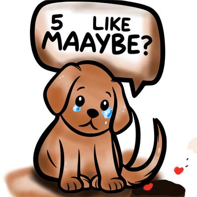 a puppy that says 5 like maybe
