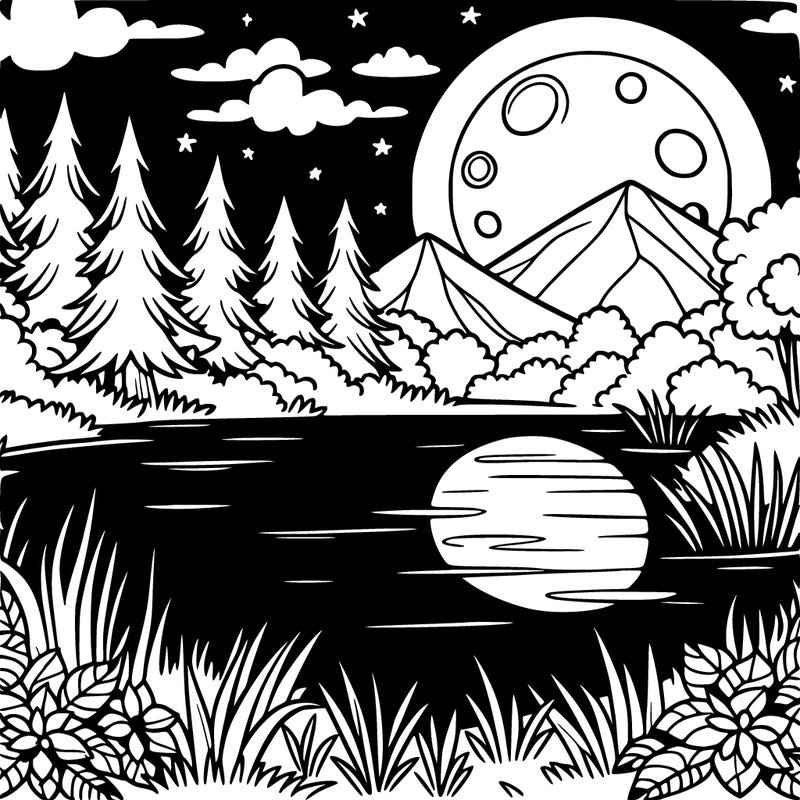 a lake in the moon light