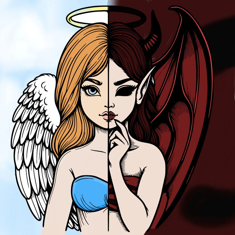 realistic angel half demon