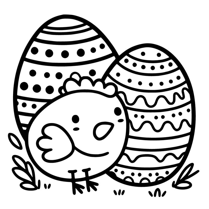 drawing a easter eggs with chicken