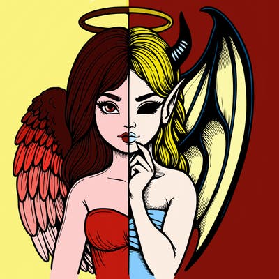 realistic angel half demon