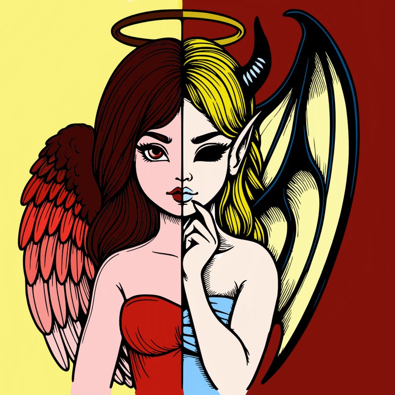 realistic angel half demon