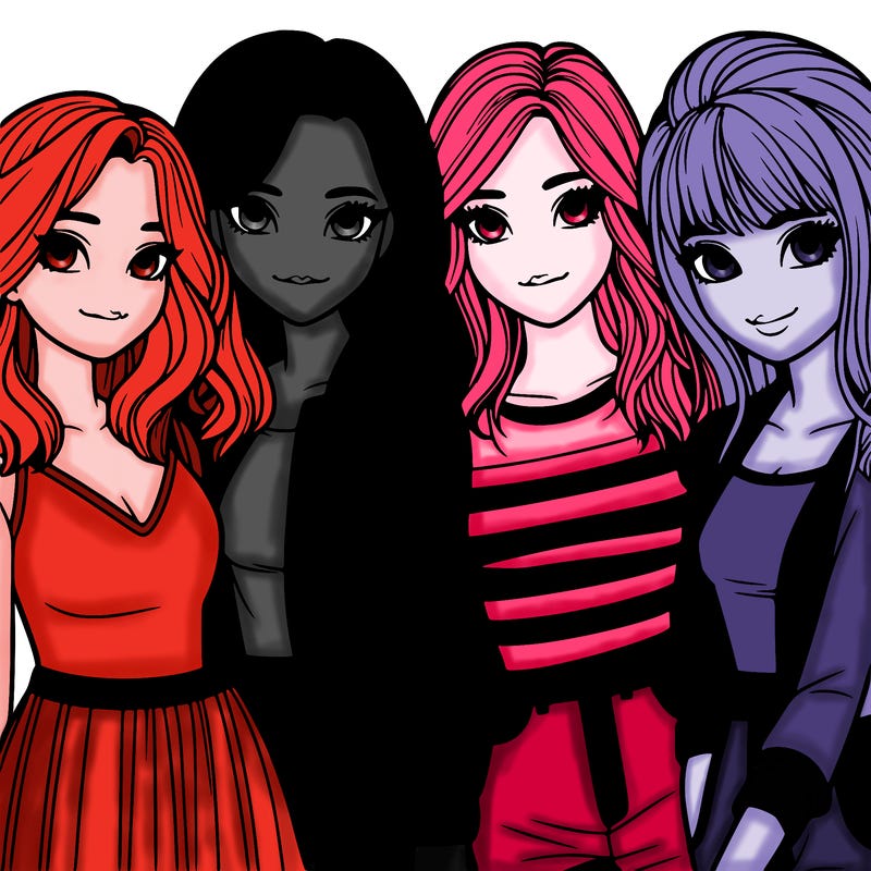 a group of girls realistic