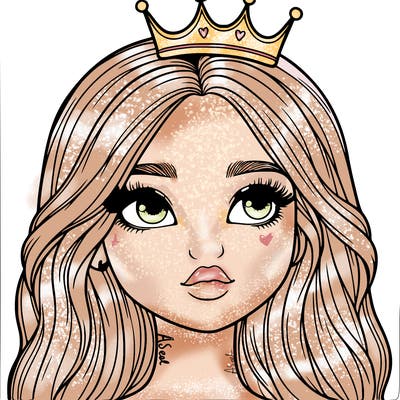 a realistic girl with a crown on
