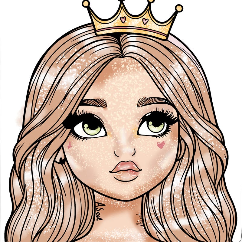 a realistic girl with a crown on