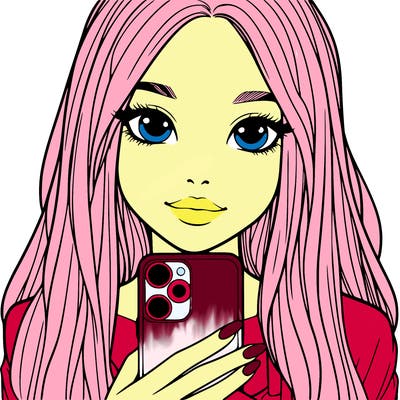 realistic girl with a phone