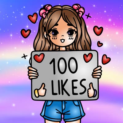 girl holding a sign saying 100 likes