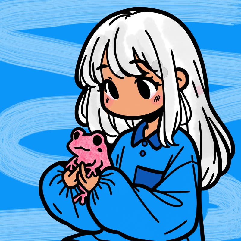 girl with long hair and a oversized shirt. and she is holding a frog