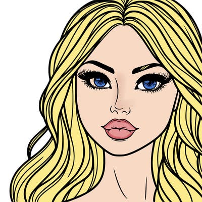 beautiful woman with full lips and long hair and nice eyes