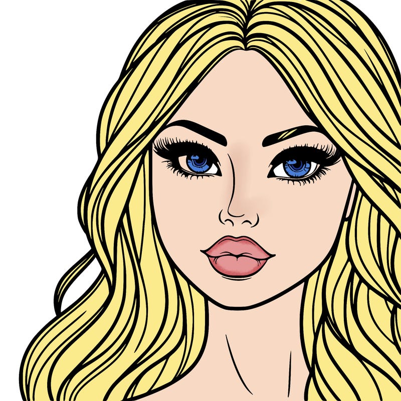 beautiful woman with full lips and long hair and nice eyes