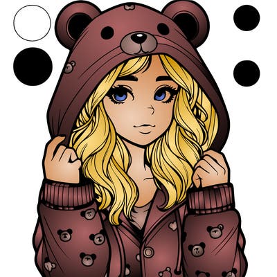 realistic girl in a animal pjs hoodie