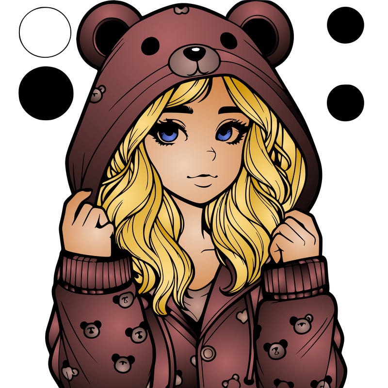 realistic girl in a animal pjs hoodie