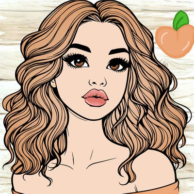 realistic girl with wavy hair and lips