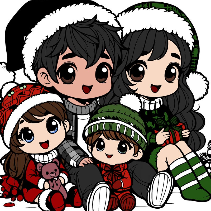 a cute family on christmas very realistic