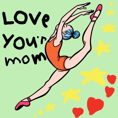 gymnast doing a leap in a leotard with a bent back leg