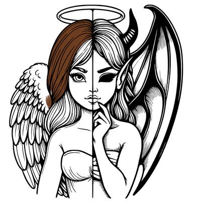 realistic angel half demon