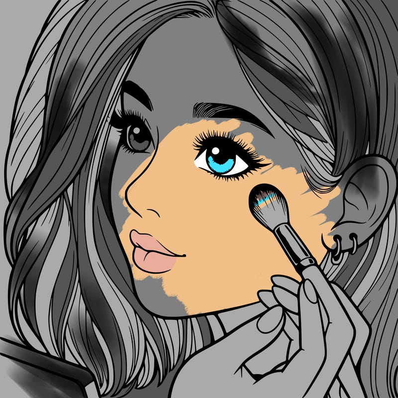 a realistic girl doing her makeup