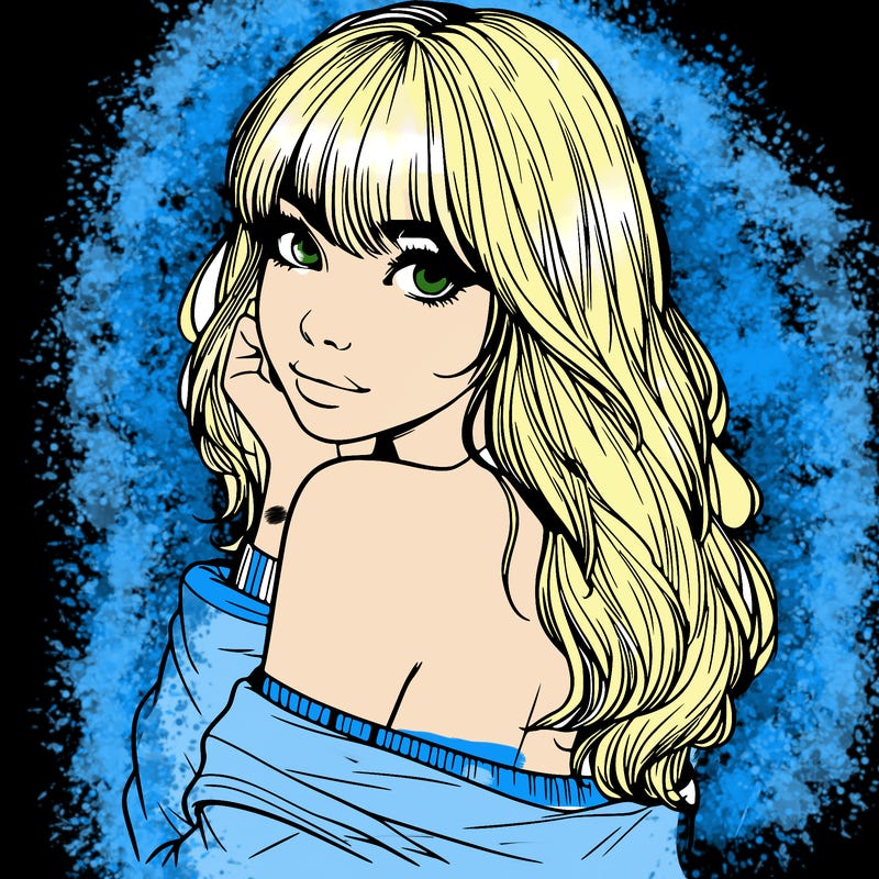 realistic girl with bangs looking over her shoulder