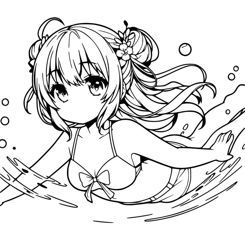 anime girl swimming