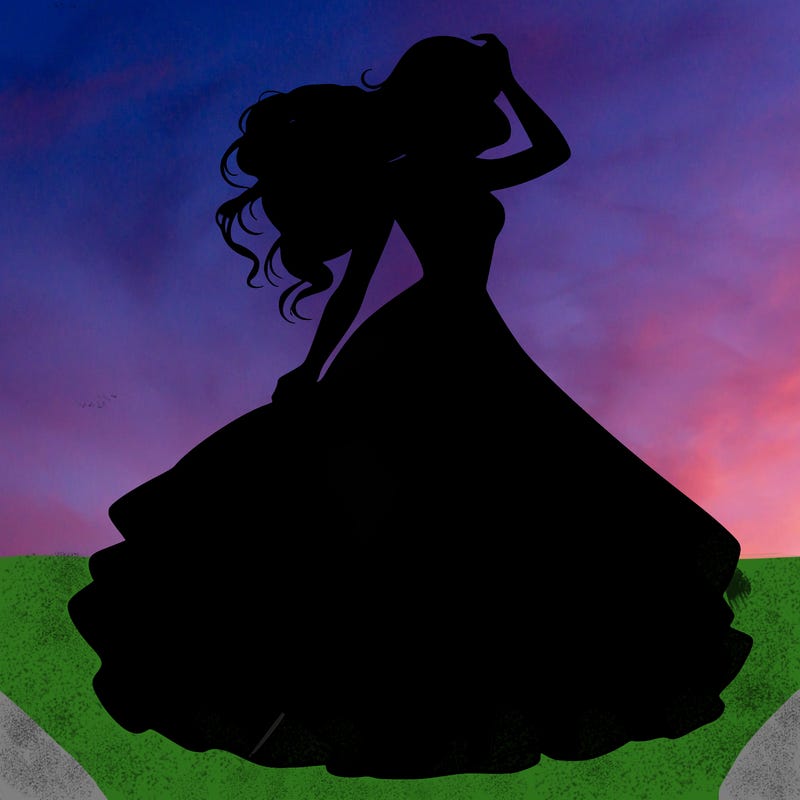 realistic woman with dress flowing in the wind