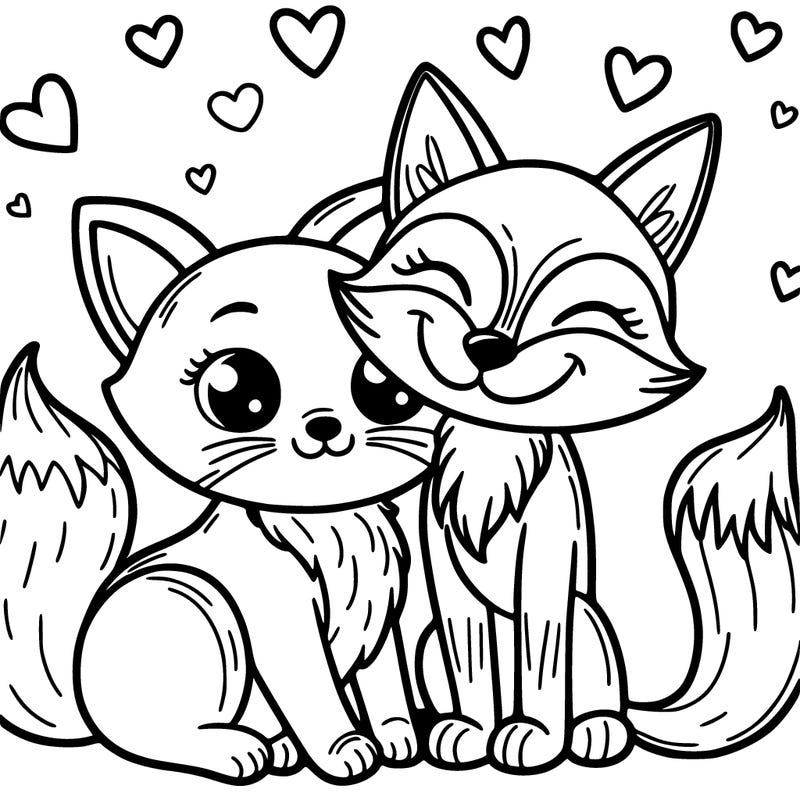 cat and fox in love