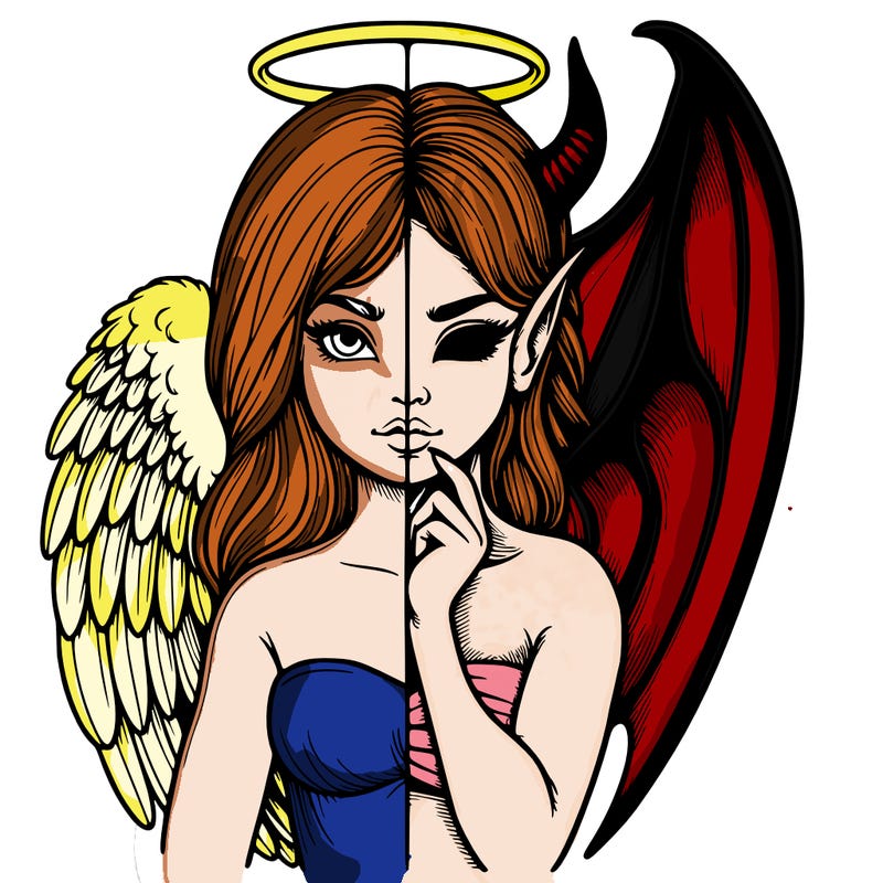 realistic angel half demon