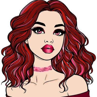 realistic girl with wavy hair and lips