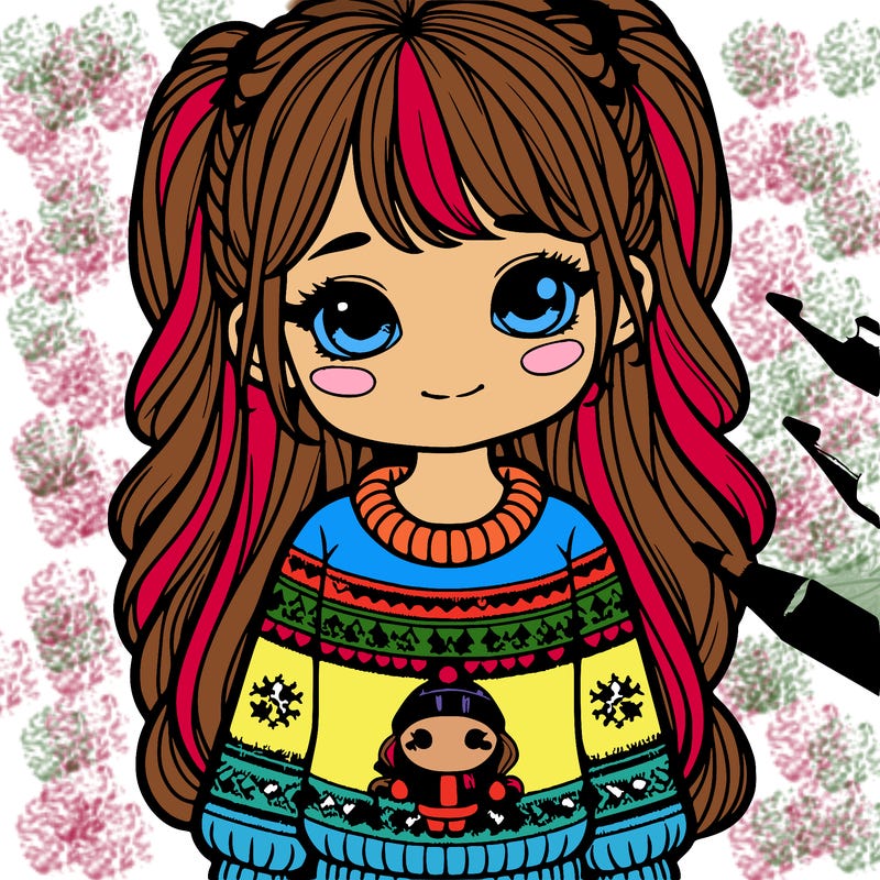 realistic girl with a christmas sweater