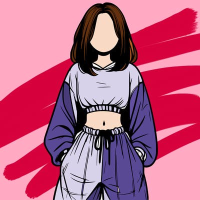 realistic girl faceless with baggy pants and a crop top