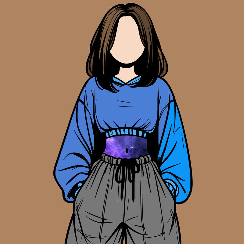 realistic girl faceless with baggy pants and a crop top
