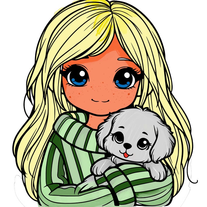 cute teen girl wearing a big sweater holding a puppy