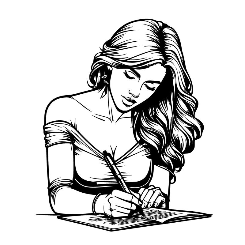 realistic female writing poetry