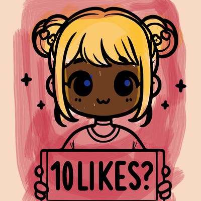 cute girl that is holding a sign that says 10 likes?