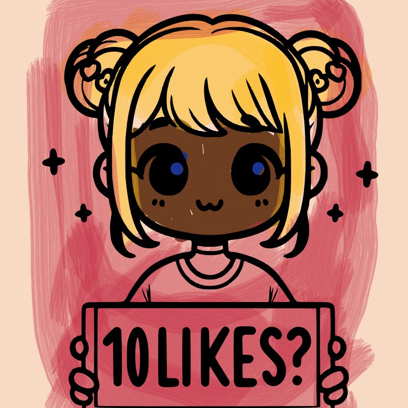 cute girl that is holding a sign that says 10 likes?