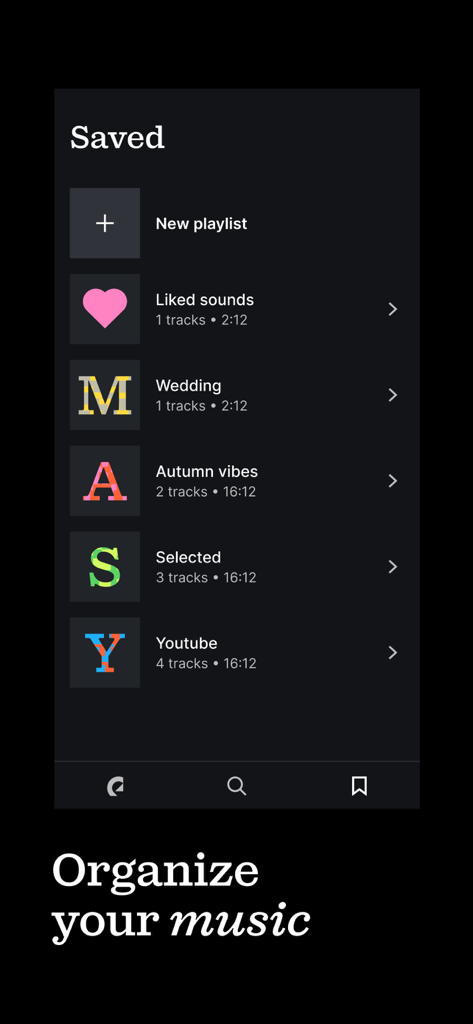 Epidemic Sound Music for Video - Epidemic Sound app interface showing organized music playlists for content creators
